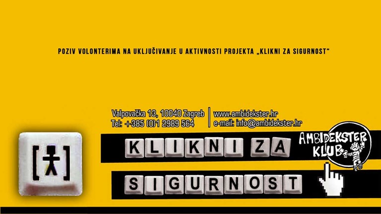 POZIV VOLONTERIMA NA UKLJUČIVANJE U AKTIVNOSTI PROJEKTA „KLIKNI ZA SIGURNOST“